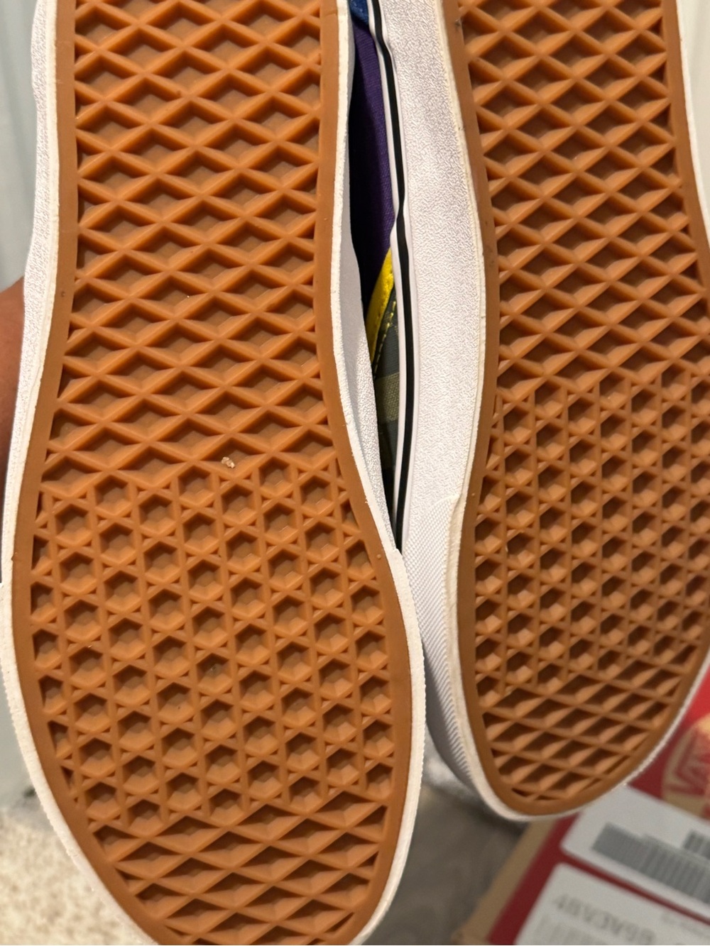 Vans OTW RALLY Slip-On Checkerboard Sneakers - Olive, Yellow & Purple - Picture 4 of 5